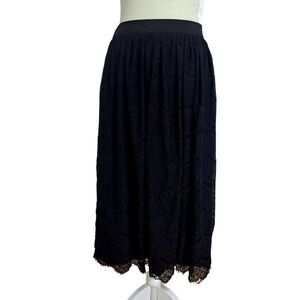 Eloquii Women's Black Lace Witchcore Casual  Midi Skirt Elastic Waist 14/16